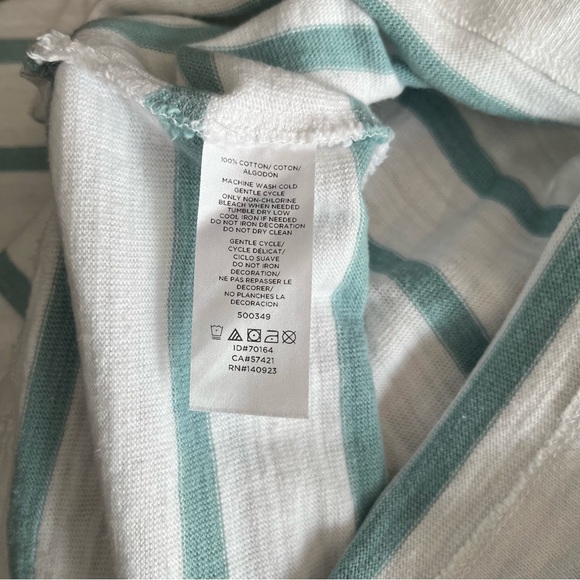 LOFT AQUA AND WHITE STRIPED PULL ON HOODIE - Picture 12 of 12